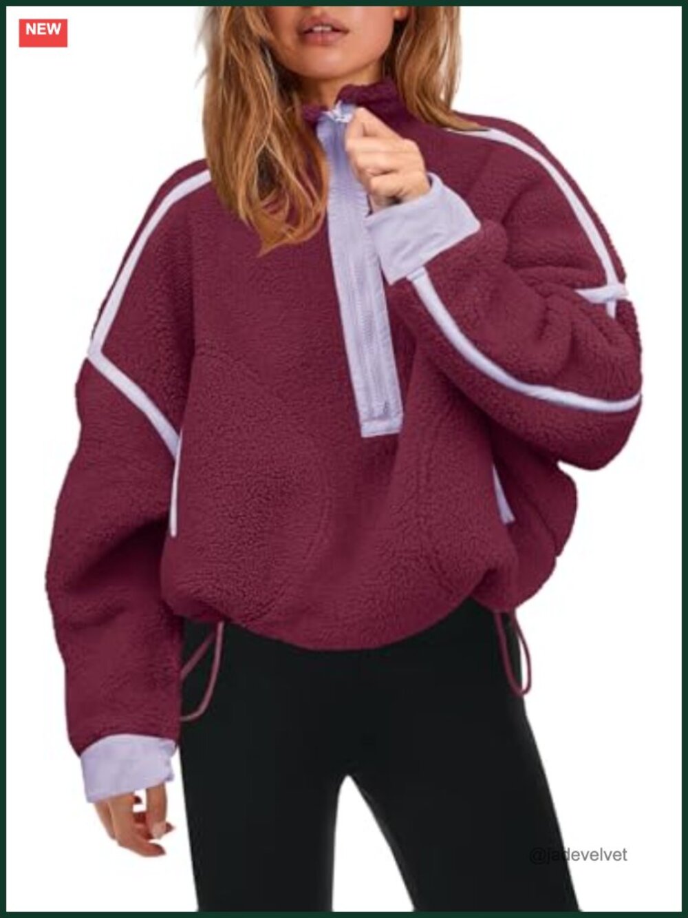 Womens Half Zip Fleece Pullover Sherpa Jacket Zip Pockets